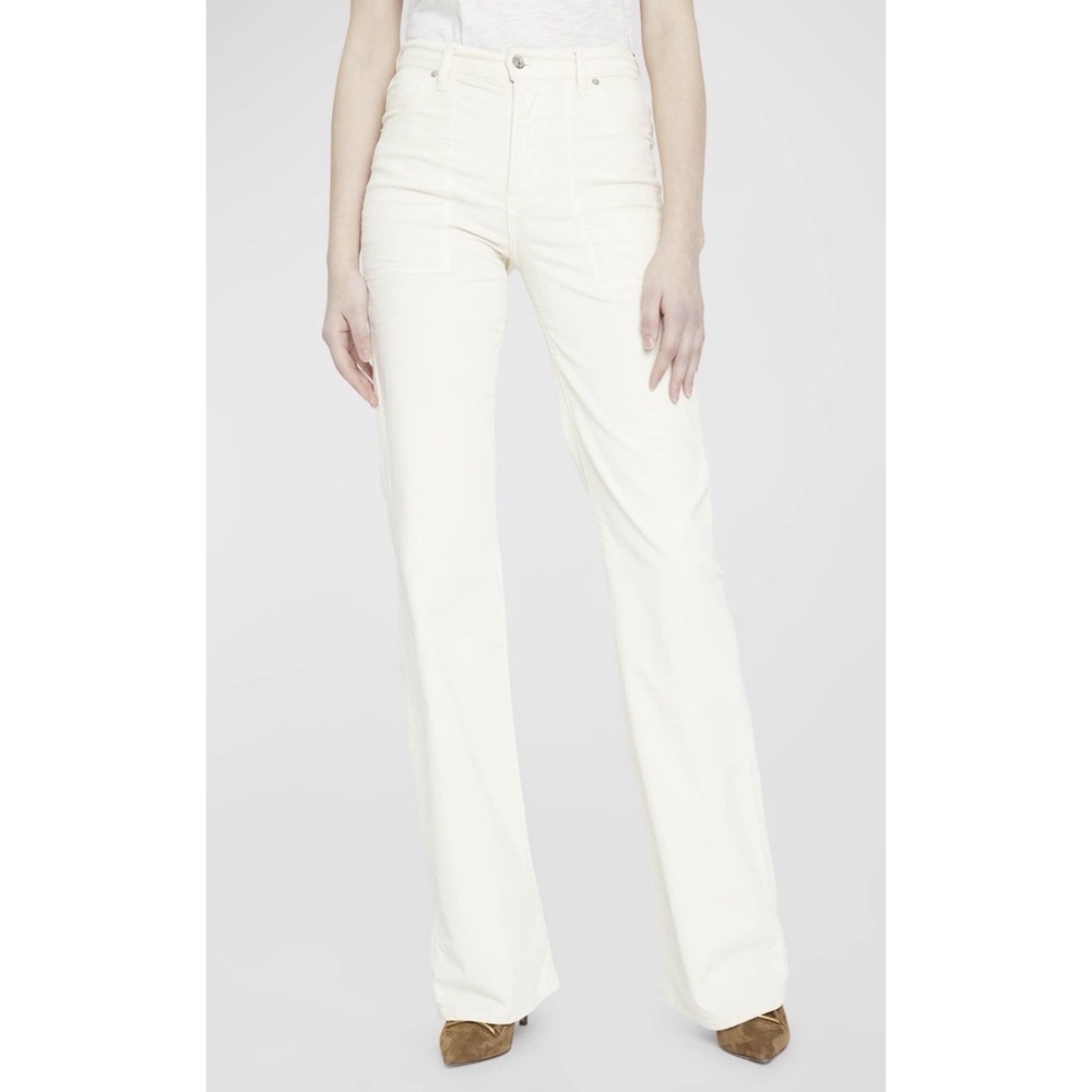Veronica Beard Crosbie Wide Leg Corduroy Pants High Rise Sz 32 Cream Ecru
